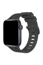 Newface Apple Watch 38mm KR408 Çizgili Silikon Kordon - Koyu Gri