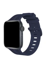 Newface Apple Watch 38mm KR408 Çizgili Silikon Kordon - Lacivert