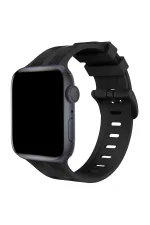 Newface Apple Watch 38mm KR408 Çizgili Silikon Kordon - Siyah