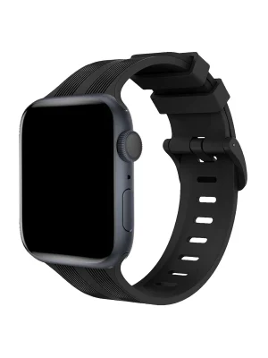 Newface Apple Watch 38mm KR408 Çizgili Silikon Kordon - Siyah
