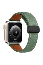Newface Apple Watch 38mm KR414 Daks Deri Kordon - Koyu Yeşil