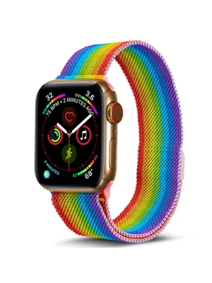 Newface Apple Watch 38mm Metal Mıknatıslı Kordon - Gökkuşağı