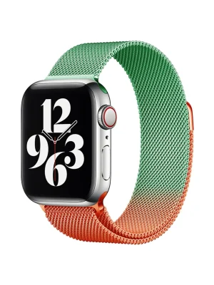 Newface Apple Watch 38mm Metal Mıknatıslı Kordon - Turuncu-Yeşil