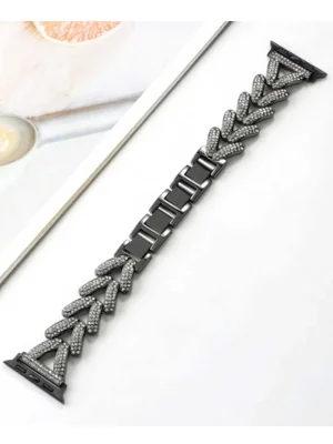 Newface Apple Watch 38mm Node Taşlı Kordon - Siyah