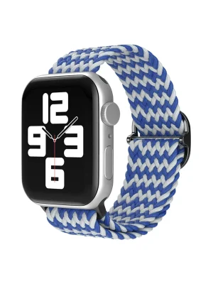 Newface Apple Watch 38mm Star Kordon - Zigzag Beyaz-Mavi