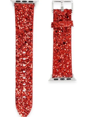 Newface Apple Watch 38mm Starry Taşlı Kordon - Kırmızı