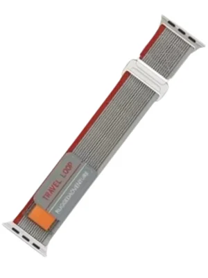 Newface Apple Watch 42mm Alice Kumaş Kordon - Gri-Kırmızı