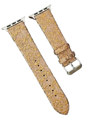 Newface Apple Watch 42mm Creeper Desenli Kordon - Gold