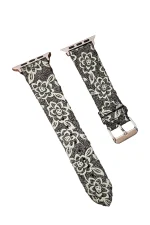 Newface Apple Watch 42mm Creeper Desenli Kordon - Siyah