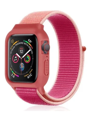 Newface Apple Watch 42mm Hasırlı Cırtcırtlı Kasalı Kordon - Mor