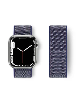 Newface Apple Watch 42mm Hasırlı Cırtcırtlı Kordon - Lacivert