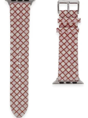 Newface Apple Watch 42mm Karo Motif Kordon - Pembe