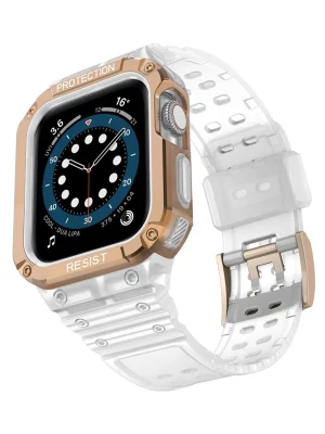 Newface Apple Watch 42mm KR401 Silikon Kordon - Beyaz-Rose