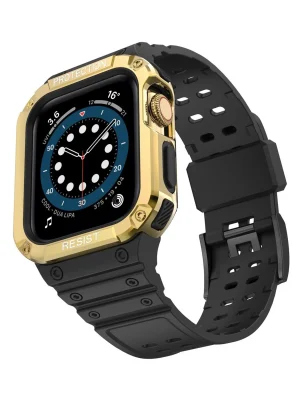 Newface Apple Watch 42mm KR401 Silikon Kordon - Siyah-Gold
