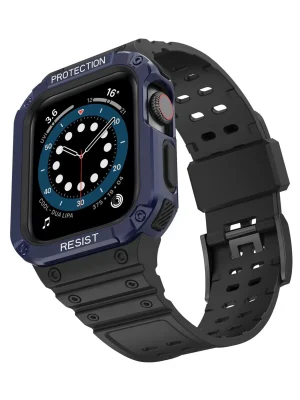 Newface Apple Watch 42mm KR401 Silikon Kordon - Siyah-Mavi