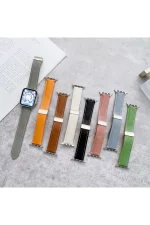 Newface Apple Watch 42mm KR414 Daks Deri Kordon - Koyu Yeşil - Görsel 3
