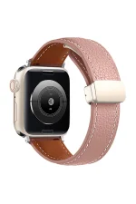 Newface Apple Watch 42mm KR414 Daks Deri Kordon - Pembe