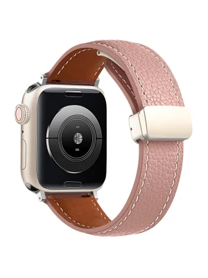 Newface Apple Watch 42mm KR414 Daks Deri Kordon - Pembe
