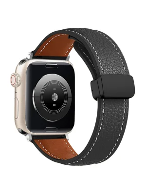 Newface Apple Watch 42mm KR414 Daks Deri Kordon - Siyah