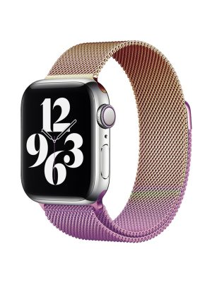 Newface Apple Watch 42mm Metal Mıknatıslı Kordon - Mor-Rose