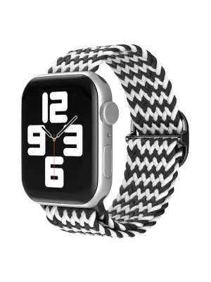 Newface Apple Watch 42mm Star Kordon - Zigzag Siyah-Beyaz