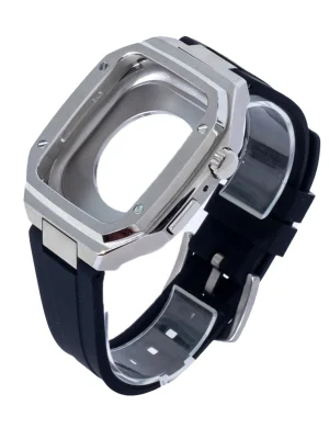 Newface Apple Watch 44mm KR402 Metal Kasa Silikon Kordon - Gümüş