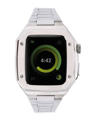 Newface Apple Watch 44mm Metal Petek Kasalı Kordon - Gümüş