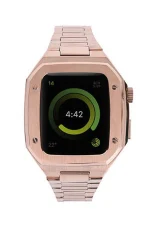 Newface Apple Watch 44mm Metal Petek Kasalı Kordon - Rose Gold