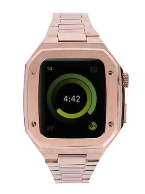 Newface Apple Watch 44mm Metal Petek Kasalı Kordon - Rose Gold