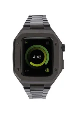 Newface Apple Watch 44mm Metal Petek Kasalı Kordon - Siyah