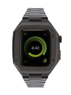 Newface Apple Watch 44mm Metal Petek Kasalı Kordon - Siyah