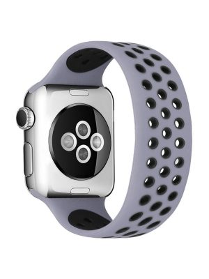 Newface Apple Watch 45mm Ayarlı Delikli Silikon Kordon - Gri-Siyah