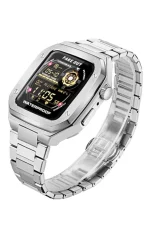 Newface Apple Watch 45mm Metal Petek Kasalı Kordon - Gümüş - Görsel 2