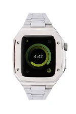 Newface Apple Watch 45mm Metal Petek Kasalı Kordon - Gümüş