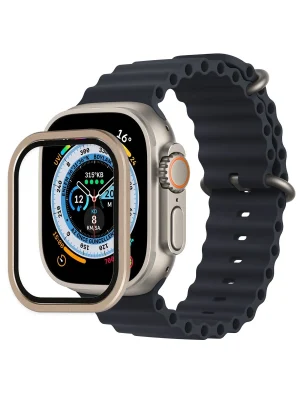 Newface Apple Watch Ultra 49mm Alüminyum Kasa Cam Ekran Koruyucu - Gold