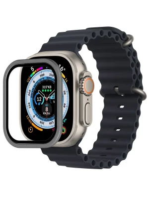 Newface Apple Watch Ultra 49mm Alüminyum Kasa Cam Ekran Koruyucu - Gri