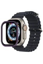 Newface Apple Watch Ultra 49mm Alüminyum Kasa Cam Ekran Koruyucu - Mor