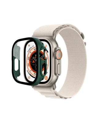Newface Apple Watch Ultra 49mm Desert Camlı Kasa Ekran Koruyucu - Koyu Yeşil