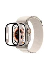 Newface Apple Watch Ultra 49mm Desert Camlı Kasa Ekran Koruyucu - Metalik Gold
