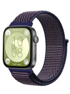 Newface Huawei Fit 4 Hasırlı Cırtcırtlı Kordon - Mavi-Beyaz