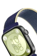 Newface Huawei Fit 4 Hasırlı Cırtcırtlı Kordon - Sarı-Lacivert - Görsel 2