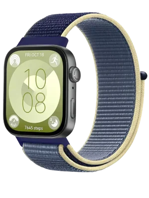 Newface Huawei Fit 4 Hasırlı Cırtcırtlı Kordon - Sarı-Lacivert