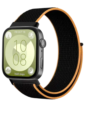 Newface Huawei Fit 4 Hasırlı Cırtcırtlı Kordon - Siyah-Turuncu