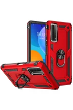 Newface Huawei P Smart 2021 Kılıf Sofya Yüzüklü Silikon Kapak - Kırmızı - Görsel 2