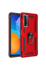 Newface Huawei P Smart 2021 Kılıf Sofya Yüzüklü Silikon Kapak - Kırmızı