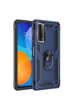 Newface Huawei P Smart 2021 Kılıf Sofya Yüzüklü Silikon Kapak - Lacivert