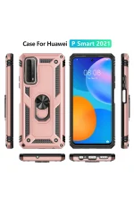 Newface Huawei P Smart 2021 Kılıf Sofya Yüzüklü Silikon Kapak - Rose - Görsel 3