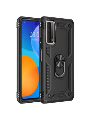 Newface Huawei P Smart 2021 Kılıf Sofya Yüzüklü Silikon Kapak - Siyah