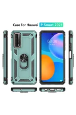 Newface Huawei P Smart 2021 Kılıf Sofya Yüzüklü Silikon Kapak - Yeşil - Görsel 3