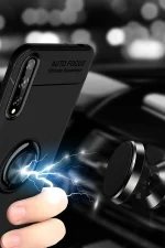 Newface Huawei P Smart S Kılıf Range Yüzüklü Silikon - Siyah - Görsel 4